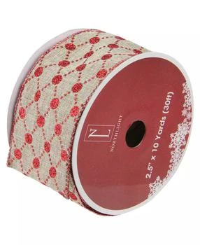 Northlight | Connecting The Dots Red and White Diamond Wired Christmas Craft Ribbon 2.5" x 10 Yards,商家Macy's,价格¥68