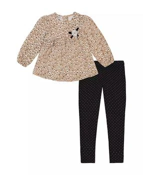 KIDS HEADQUARTERS | Toddler and Little Girls Printed Crinkle Knit Peasant Tunic Polka-Dot Leggings, 2-Piece Set,商家Macy's,价格¥227