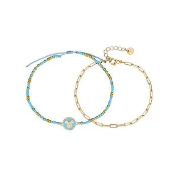 Disney | Unwritten 14K Gold Plated and Blue Mickey Mouse Bracelet Set,商家Macy's,价格¥169