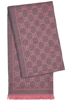 Gucci | Sten pink GG-jacquard wool scarf商品图片,