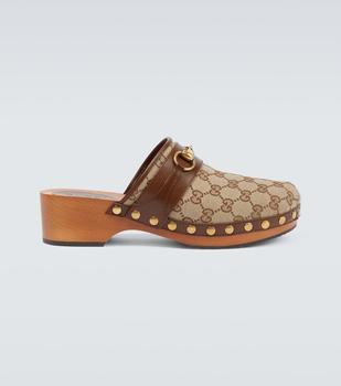 Gucci | GG皮革边饰木底鞋商品图片,