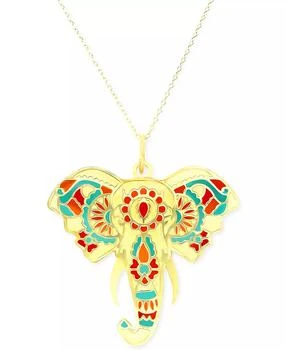 Macy's | Enamel Hand-Painted Elephant 18" Pendant Necklace in 14k Gold,商家Macy's,价格¥1232