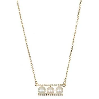 ADORNIA | 14k Gold-Plated Imitation Pearl Bar Pendant Necklace, 16" + 2" extender,商家Macy's,价格¥153