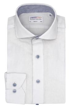 Lorenzo Uomo, Lorenzo Uomo | Solid Linen Trim Fit Dress Shirt商品图片 3.9折