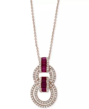 Effy | EFFY® Ruby (5/8 ct. t.w.) & Diamond (1/2 ct. t.w.) 18" Pendant Necklace in 14k Rose Gold,商家Macy's,价格¥10795