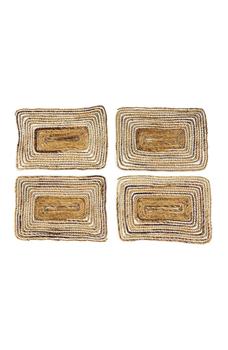 商品GINGER BIRCH STUDIO | Rectangular Striped Brown Banana Leaf Wicker Placemat - Set of 4,商家Nordstrom Rack,价格¥302图片
