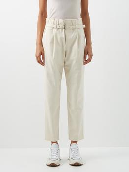 推荐High-waist cropped cotton-twill trousers商品