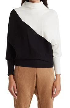 推荐Diagonal Colorblock Mock Neck Dolman Sweater商品