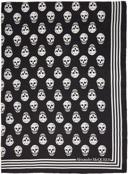 Alexander McQueen | Black & White Silk Skull Scarf商品图片,独家减免邮费