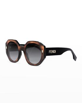 fendi眼镜价格, Fendi | Two-Tone Round Acetate Sunglasses商品图片 