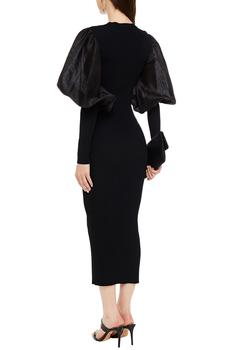 商品Totême | Vignola shantung-paneled ribbed-knit midi dress,商家THE OUTNET US,价格¥1571图片