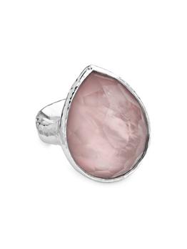 商品Rock Candy Sterling Silver, Rock Crystal & Shell Large Teardrop Ring图片