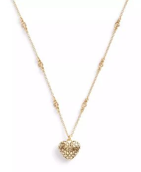 Coach | Cubic Zirconia Signature Quilted Heart Pendant Necklace,商家Macy's,价格¥698