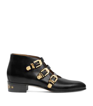 Gucci | Leather Buckle Ankle Boots商品图片,独家减免邮费