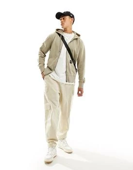 Superdry | Superdry contrast stitch relax zip hoodie in Vintage Khaki 6.9折