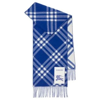 Burberry | [预售3天]博柏利 格纹设计 羊绒 绒线围巾 男女同款情侣款 蓝色,商家AMRAP,价格¥4289