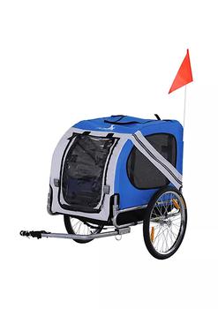 商品Aosom | Dog Bike Trailer Pet Cart Bicycle Wagon Cargo Carrier Attachment for Travel with 3 Entrances Large Wheels for Off Road and Mesh Screen Light Blue / Grey,商家Belk,价格¥1121图片