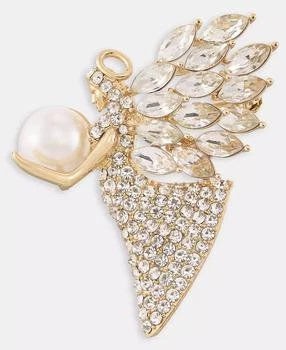 Holiday Lane | Gold-Tone Crystal Angel Imitation Pearl Pin,商家Macy's,价格¥96