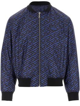 推荐Versace La Greca Pattern Zip-Up Bomber Jacket商品