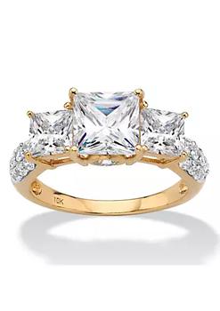 商品Palm Beach Jewelry | 3.06 Cttw. 10k Yellow Gold Princess-Cut Cubic Zirconia3-Stone Engagement Ring,商家Belk,价格¥2742图片