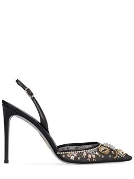 Rene Caovilla | 105mm Lace & Crystal Slingbacks 额外6.5折, 额外六五折