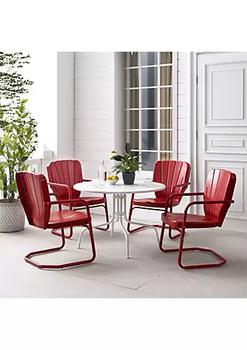 Crosley, Crosley Furniture | Crosley Furniture KO10015RE Outdoor Dining Set Bright Red Gloss & White Satin - Dining Table & 4 Chairs - 5 Piece商品图片 
