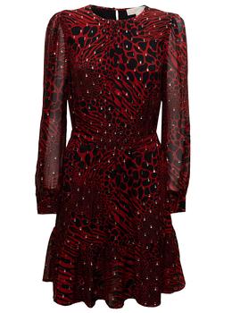 推荐MICHAEL Michael Kors Animalier Red Dress With Metallic Polka Dots Details M Michael Kors Woman商品