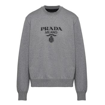 Prada | 【预售3-7天】PRADA/普拉达 21年秋冬 男士灰色平纹针织棉质卫衣UJL148_1Y13_F0BD9_S_202商品图片,7.9折, 包邮包税