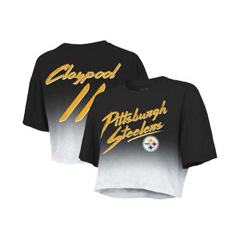 Majestic, Majestic | Women's Threads Chase Claypool Black, White Pittsburgh Steelers Drip-Dye Player Name and Number Tri-Blend Crop T-shirt商品图片 7.4折