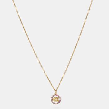 推荐Coach Women's C Multi Crystal Necklace - Gold/Pink Multi商品
