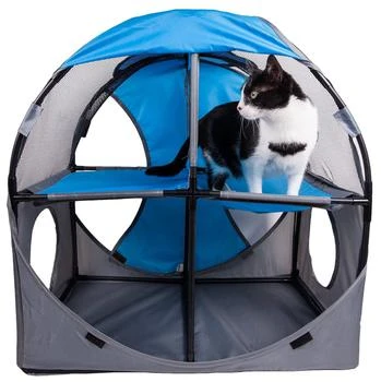Pet Life  'Kitty-Play' Collapsible Travel Interactive Kitty Cat Tree Maze House Lounger Tunnel Lounge