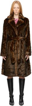 Sandy Liang, Sandy Liang | Brown Faux-Fur Sienna Coat商品图片 2.7折