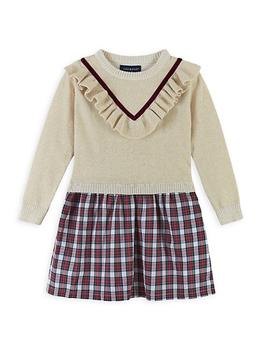 Andy & Evan | Little Girl's Varsity Ruffle Sweater Dress商品图片,