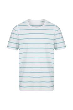 韩国美妆蛋, Front Row | Front Row Unisex Adult Striped T-Shirt (White/Duck Egg Blue)商品图片 8.6折起