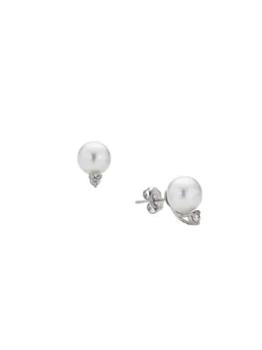BELPEARL | 14K White Gold, 8MM Cultured Pearl & Diamond Stud Earrings商品图片,5折