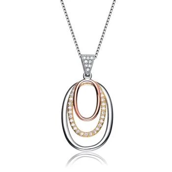Genevive | Sterling Silver White Gold and 18k Rose Gold Overlay Pendant Necklace,商家Premium Outlets,价格¥767