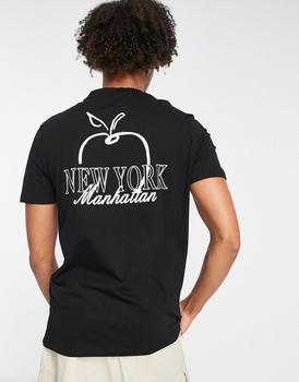 推荐ASOS DESIGN t-shirt in black with big apple back print商品