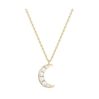商品Gold Flash-Plated Crystal Pearl Moon Pendant Necklace, 16+2" Extender图片