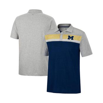 推荐Men's Navy, Heathered Gray Michigan Wolverines Caddie Polo Shirt商品