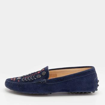 [二手商品] Tod's | Tod's Navy Blue Suede Studded Slip On Loafers Size 37商品图片,6.3折