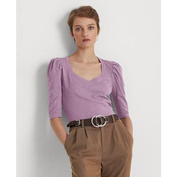Ralph Lauren | Women's Puff-Sleeve Slub Jersey T-Shirt商品图片,6折