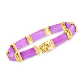 商品Ross-Simons | Ross-Simons Purple Jade Chinese Symbol Bracelet in 18kt Gold Over Sterling,商家Premium Outlets,价格¥876图片