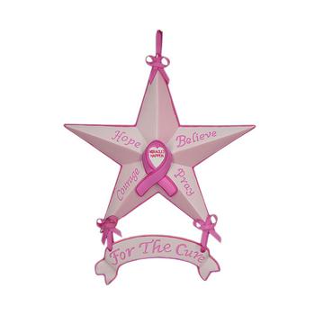 商品Breast Cancer Awareness Star Ornaments 6-pack by Trendy Décor 4U, Ready to hang, 5" x 5.75"图片