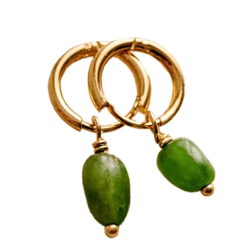 推荐女士绿色宝石配镀金黄铜戒指两用耳环商品
