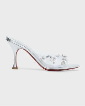 推荐Degraqueen Crystal Transparent Red Sole Mule Sandals商品