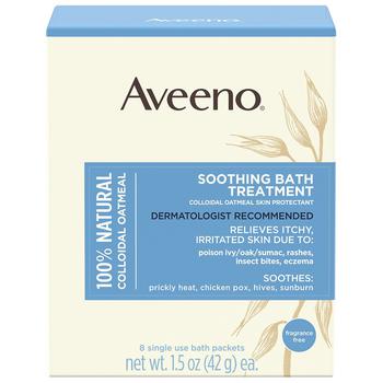 Aveeno | Soothing Bath Treatment, Colloidal Oatmeal Skin Protectant Single Use Packets商品图片,满$40享8折, 满折