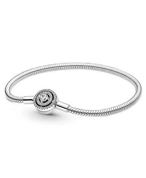 PANDORA | Moments Cubic Zirconia Sterling Silver Halo Snake Chain Bracelet,商家Macy's,价格¥442
