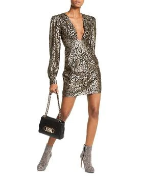 推荐Metallic Cheetah Jacquard Mini Dress商品