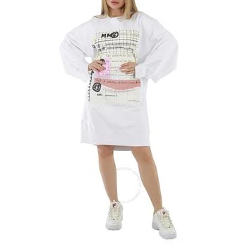 推荐MM6 Ladies White Graphic Print Cotton Sweatshirt Dress商品