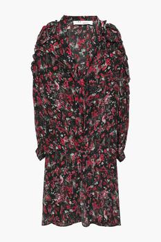 IRO评价, IRO | Equip cutout printed silk-crepe dress商品图片 4.4折×额外7折, 额外七折